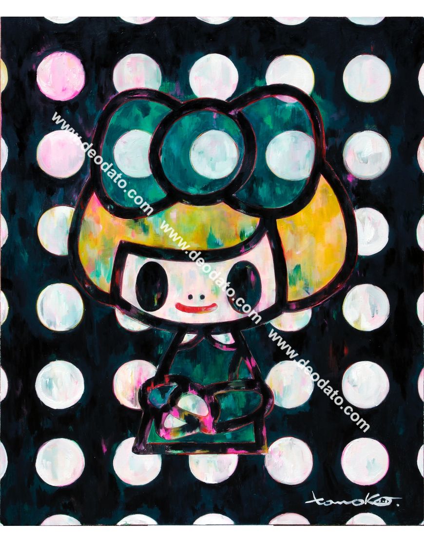 Gioconda green ribbon black dotts