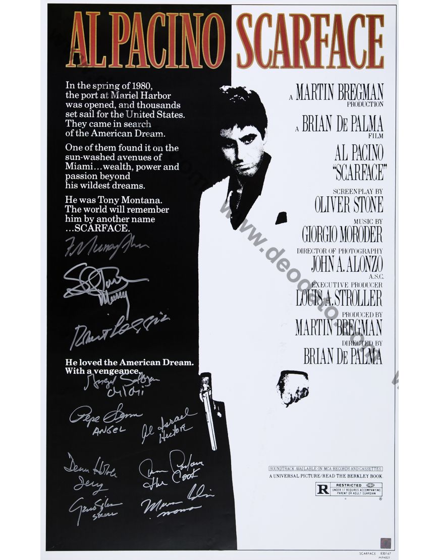 Poster del film Scarface firmato in orginale dagli attori
