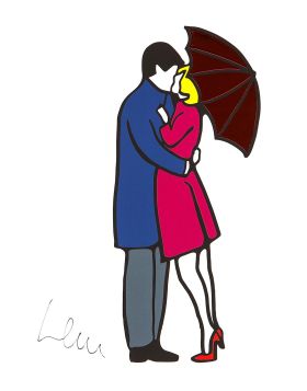 Amanti sotto l'ombrello - Serigrafia