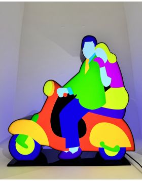 Coppia in Vespa (Scultura Luminosa)