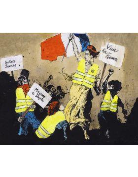 The yellow vest leading the people - collage