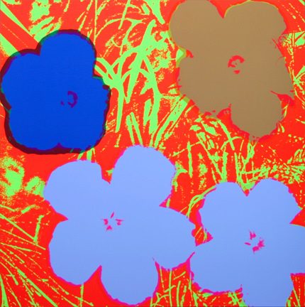 Flowers - Blue On Orange 11.69