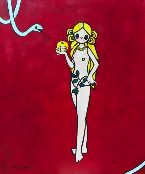 Eve and Snake with Apple Red