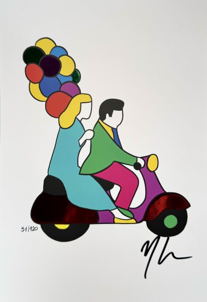 Coppia in Vespa con Palloncini