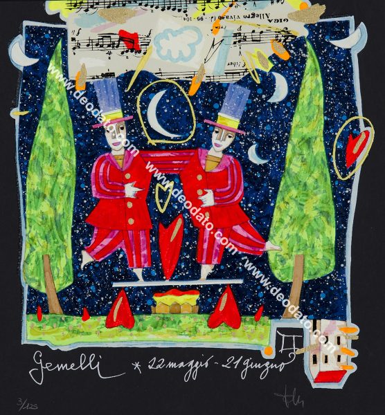 Gemelli - I segni dello zodiaco (fondo nero)