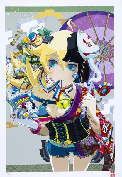 Ragazza Kawaii girl con maschera kitsune 