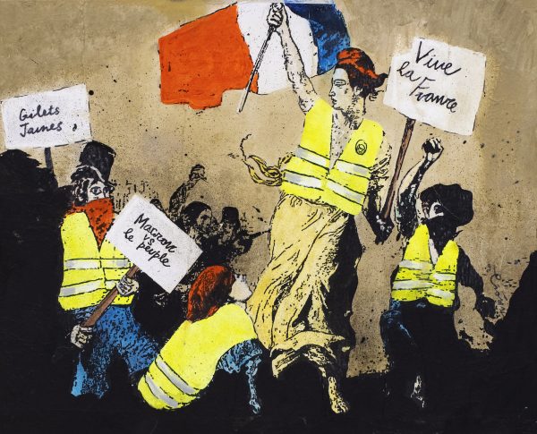 The yellow vest leading the people - collage