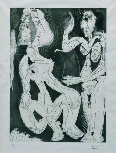 Opera d'Arte Contemporanea - Picasso - Deux Femmes Au Miroir